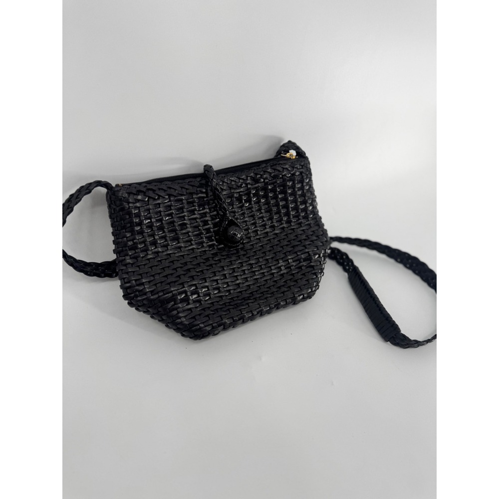 Talbots Crossbody Bag Women Small Black Good Woven Leather Vintage Aesthetic